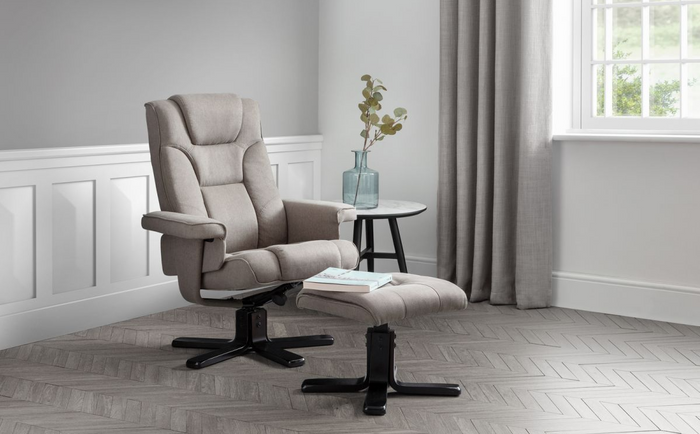 Malmo Recliner & Footstool - Grey Linen