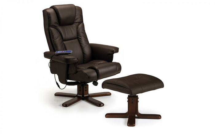 Malmo Massage Recliner and Footstool - Brown