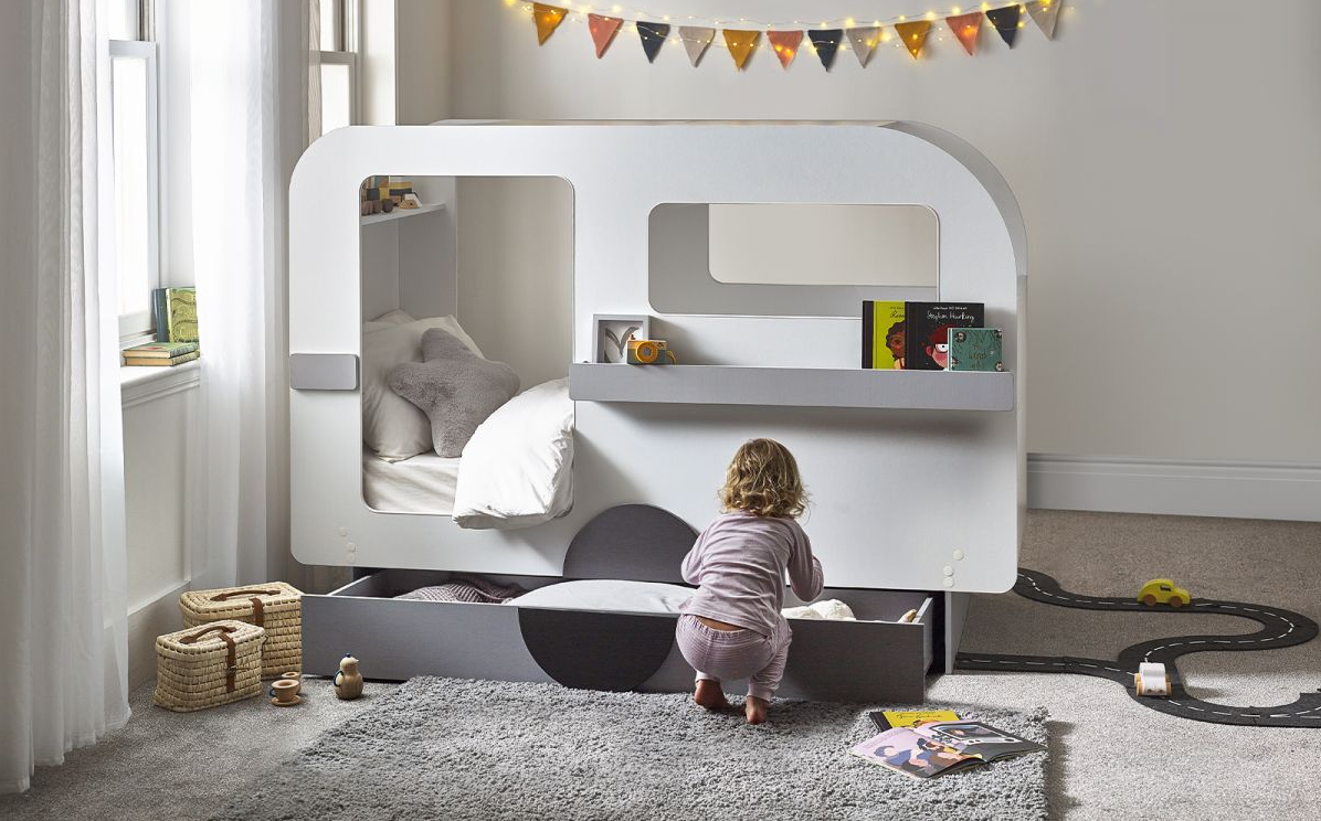 Tourer Caravan Bed - Vapor Grey/White