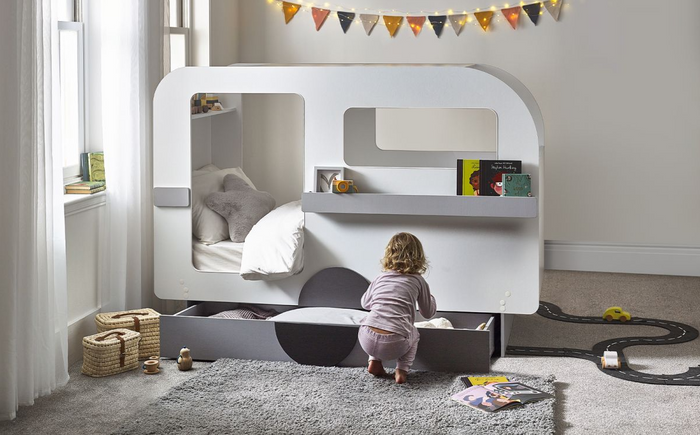 Tourer Caravan Bed - Vapor Grey/White