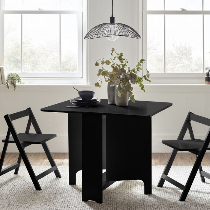 Gatan Gateleg Table and 2 Chairs - Black