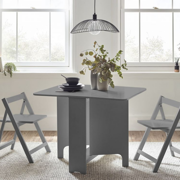Gatan Gateleg Table and 2 Chairs - Grey