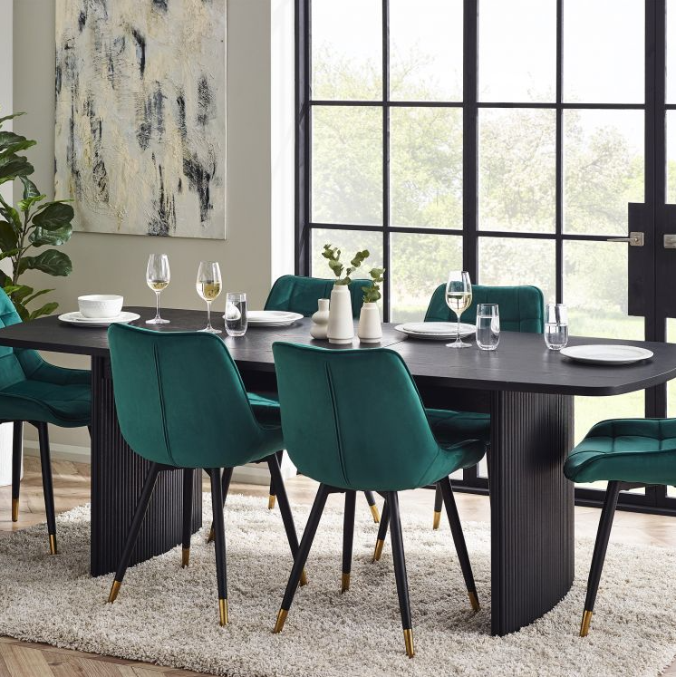 Louis Fluted Dining Table Collection - Black