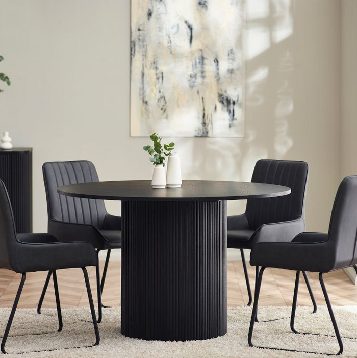 Louis Fluted Dining Table Collection - Black