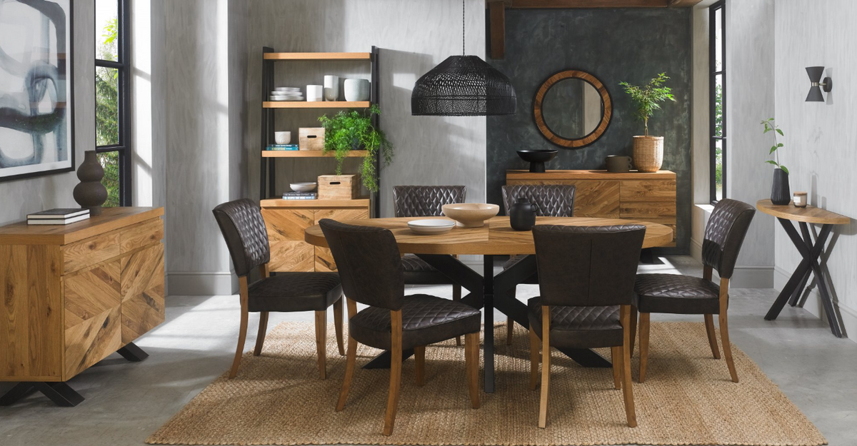 Ellipse Dining Collection - Rustic Oak