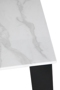 Circe Dining Table Collection - White Marbled Glass