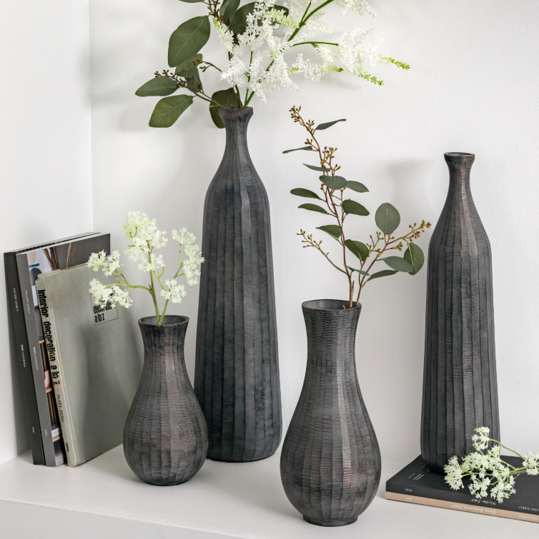 Enya Fluted Vases - Antique Grey *IN STOCK*