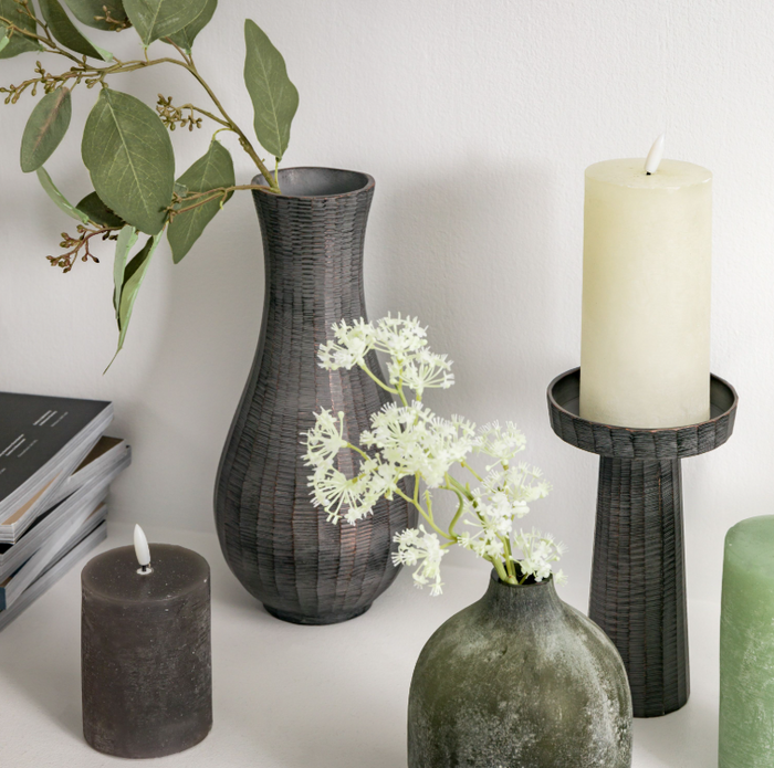 Enya Fluted Vases - Antique Grey *IN STOCK*