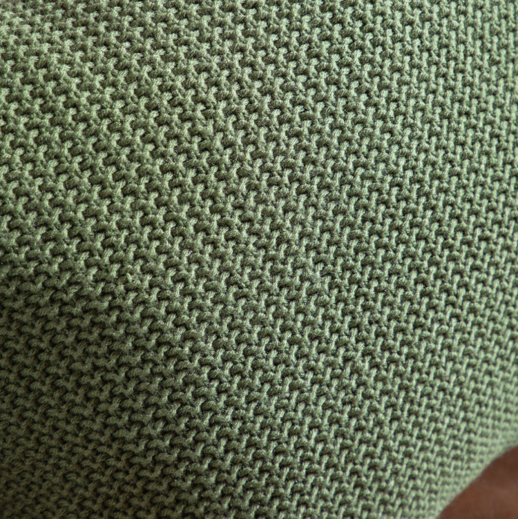 Moss Stitch Pom Pom Cushion - Olive *IN STOCK*