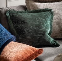 Cut Velvet Fringe Cushion - Teal *IN STOCK*