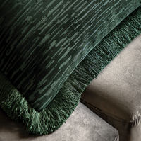 Cut Velvet Fringe Cushion - Teal *IN STOCK*