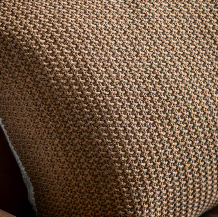 Moss Stitch Pom Pom Cushion - Tan *IN STOCK*