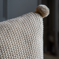 Moss Stitch Pom Pom Cushion - Natural *IN STOCK*