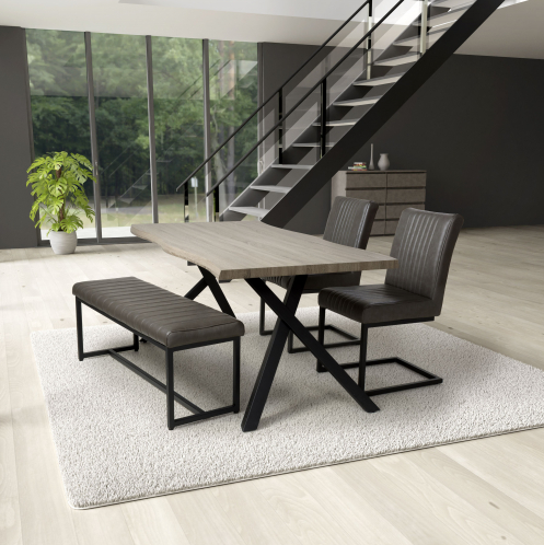 Archer Dining Chair Collection - Grey Leather Effect