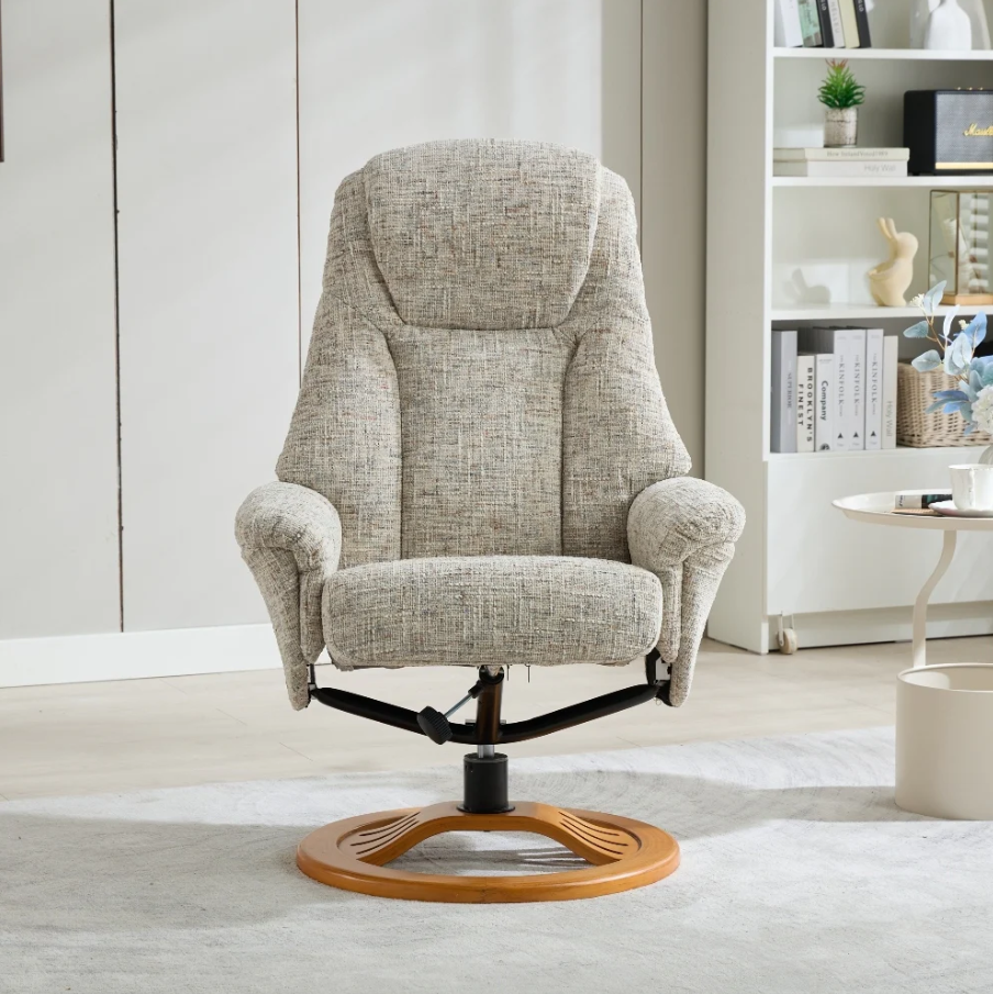Aruba Swivel Recliner & Footstool - Frost