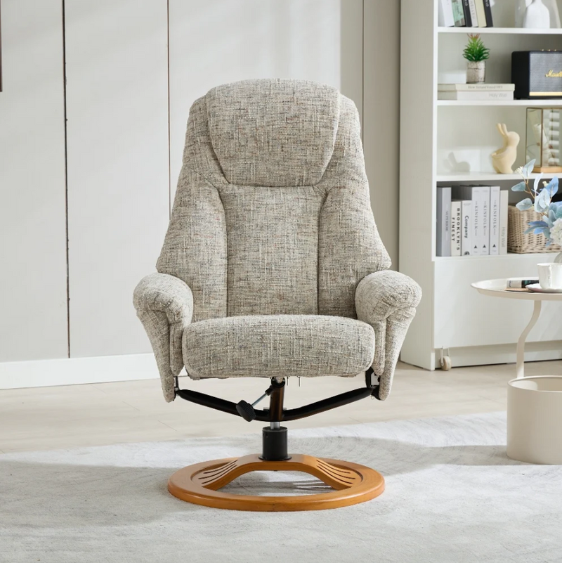 Aruba Swivel Recliner & Footstool - Frost