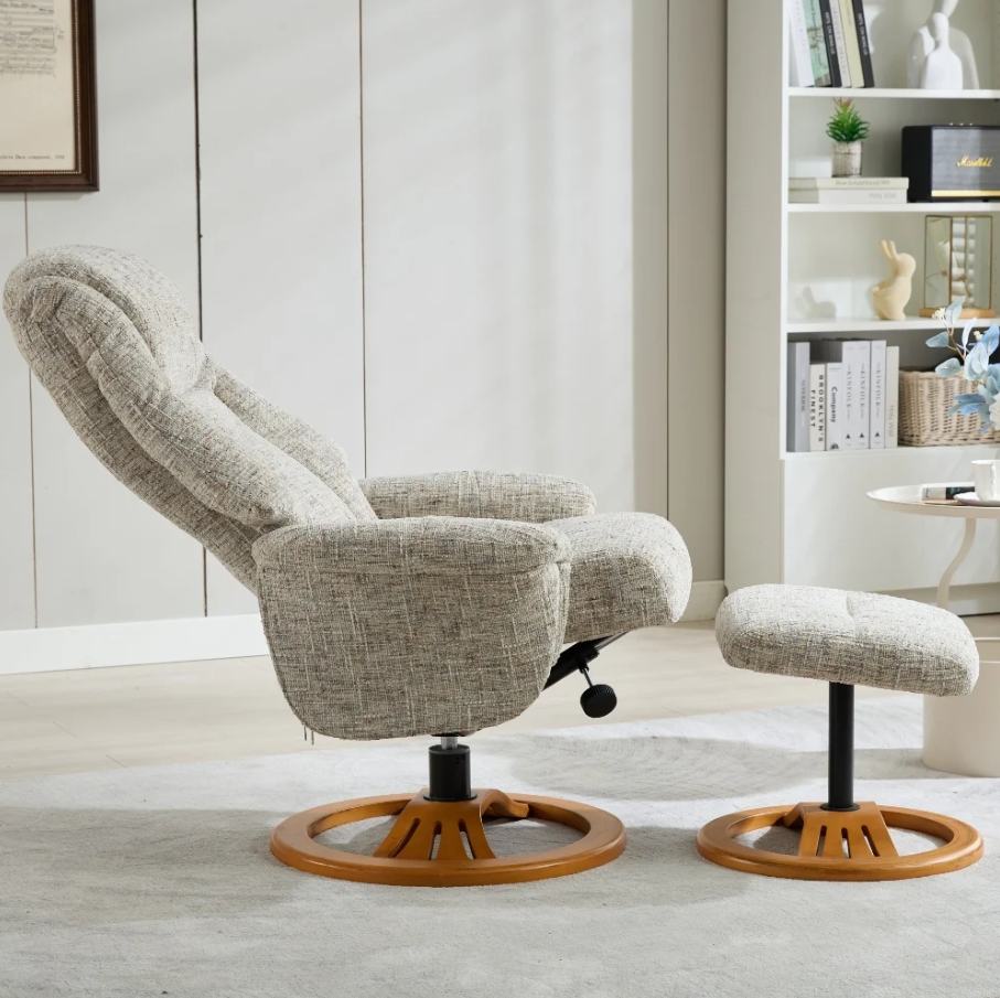 Aruba Swivel Recliner & Footstool - Frost