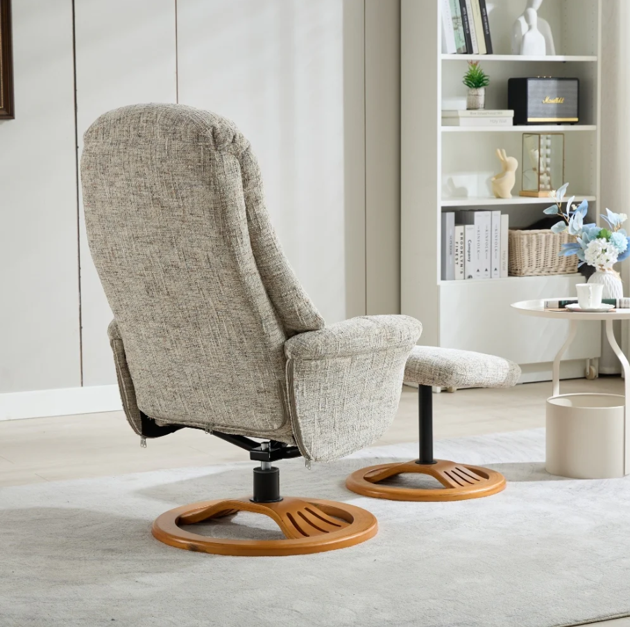 Aruba Swivel Recliner & Footstool - Frost