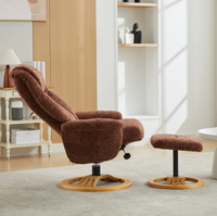 Aruba Swivel Recliner & Footstool - Copperblush