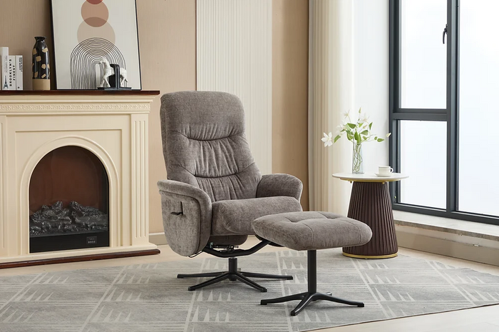 Nevada Swivel Recliner - Ash Fabric