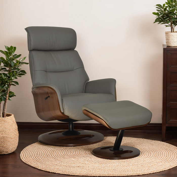Reya Swivel Recliner - Husky Leather