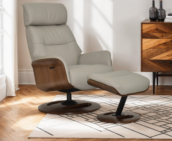 Reya Swivel Recliner - Taupe Leather