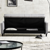 Alfie 3 Seater Storage Sofabed - Grey Linen