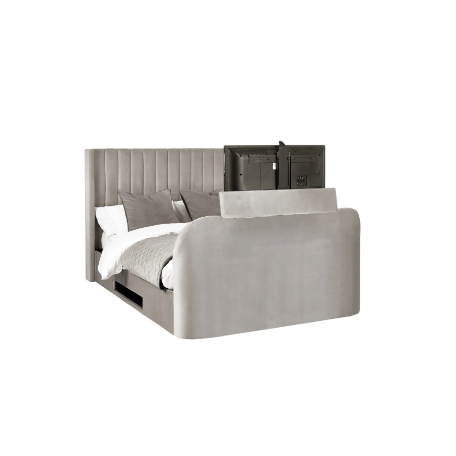 Clara Side Lift TV Ottoman Bed - Light Grey