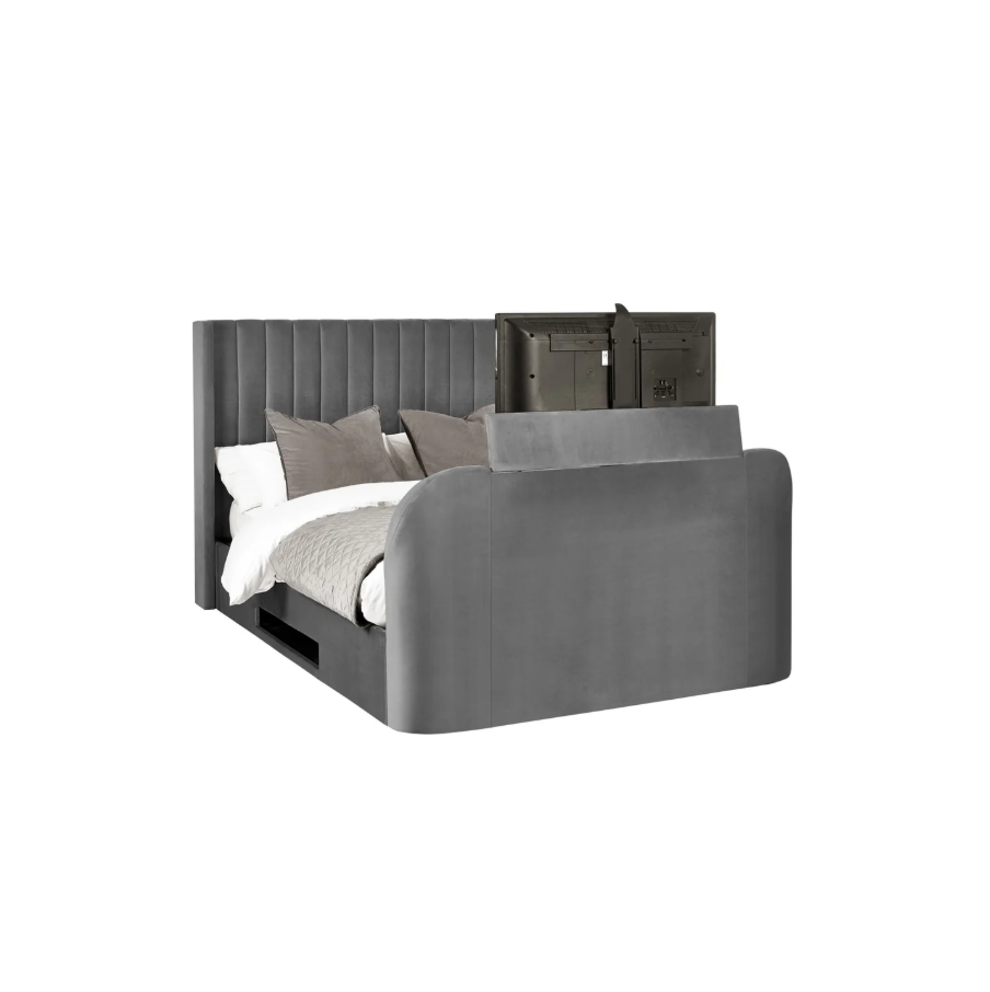 Clara Side Lift TV Ottoman Bed - Dark Grey