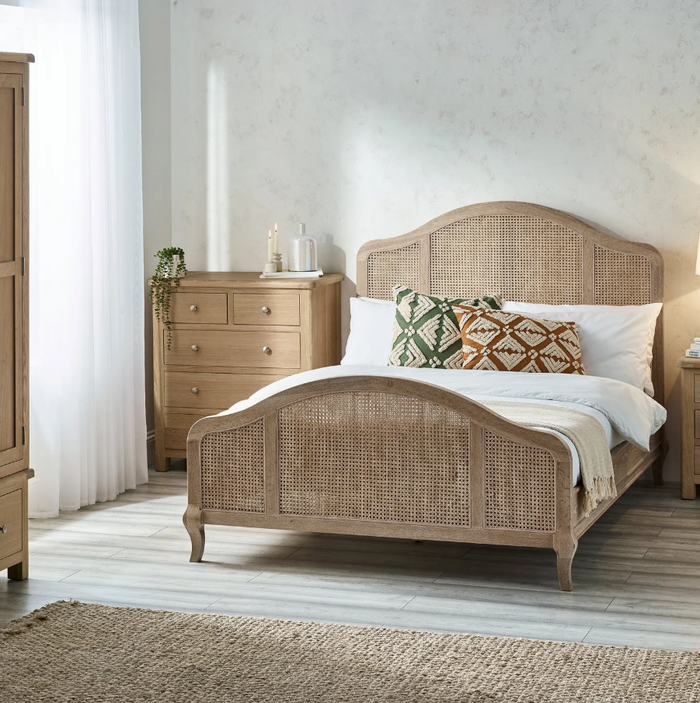 Fleur Rattan Bed - Light Oak