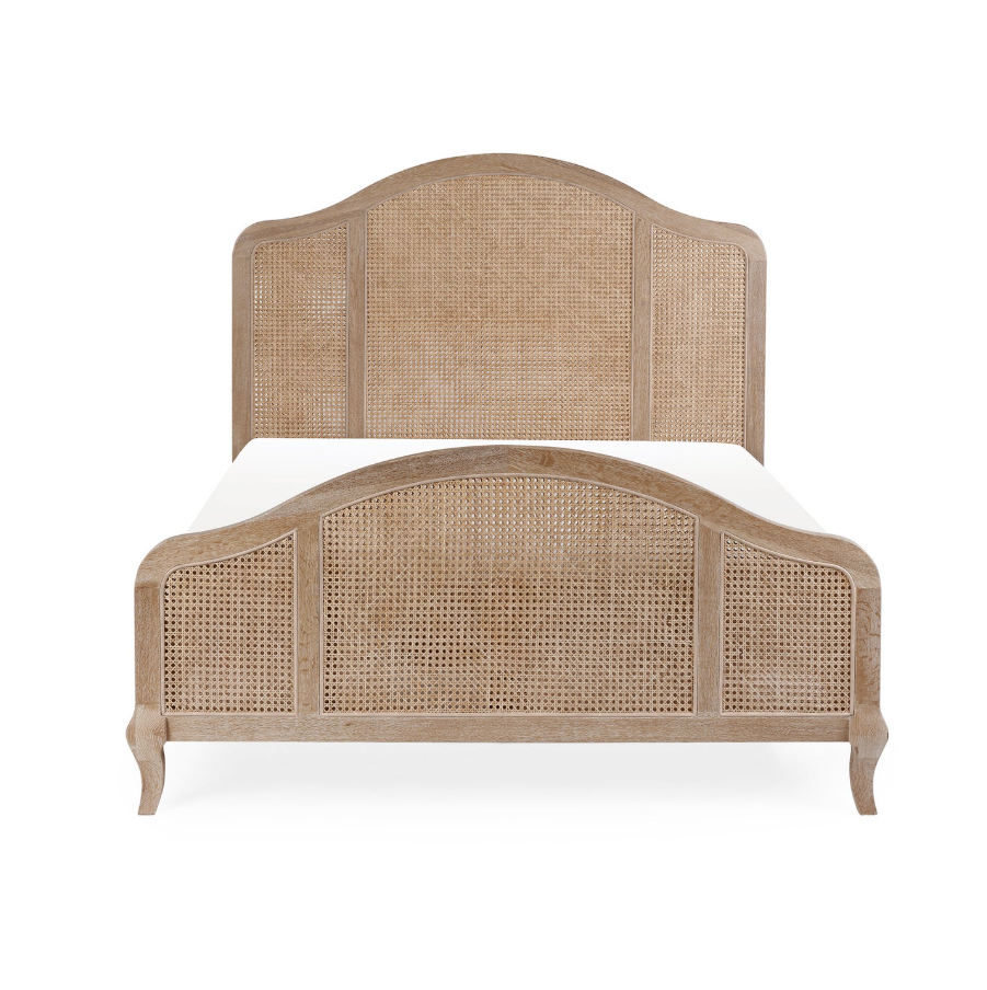 Fleur Rattan Bed - Light Oak