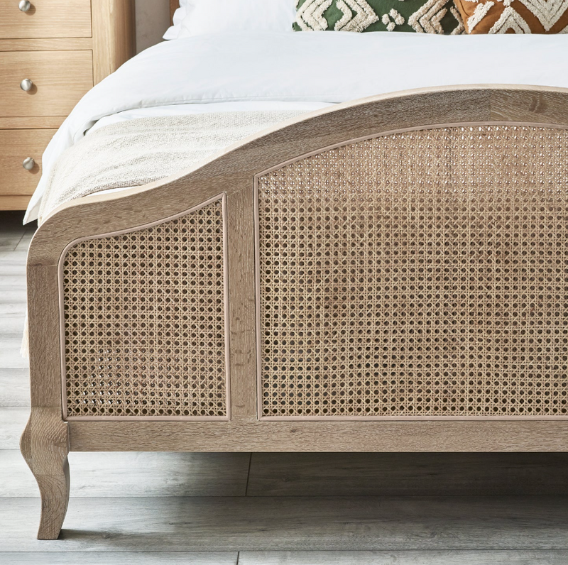 Fleur Rattan Bed - Light Oak