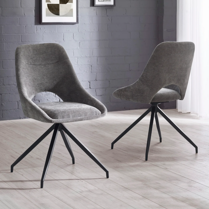 Jonah Swivel Return Dining Chair Pair - Grey
