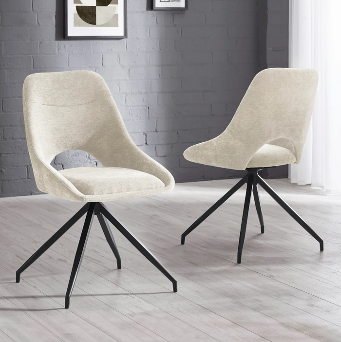 Jonah Swivel Return Dining Chair Pair - Cream