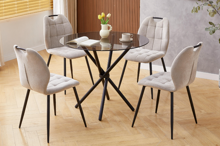 Orrin Round Glass Dining Table - Black