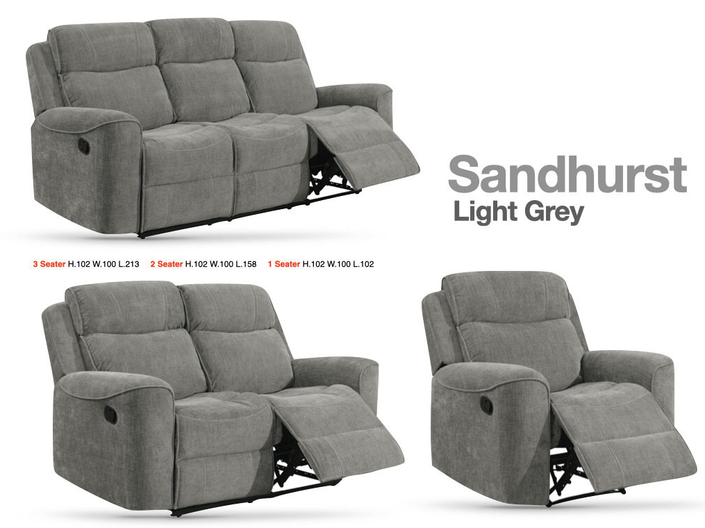 Sandhurst Reclining Upholstery Collection - Light Grey