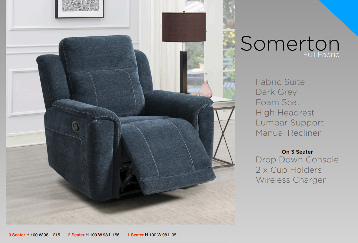 Somerton Reclining Upholstery Collection - Dark Grey
