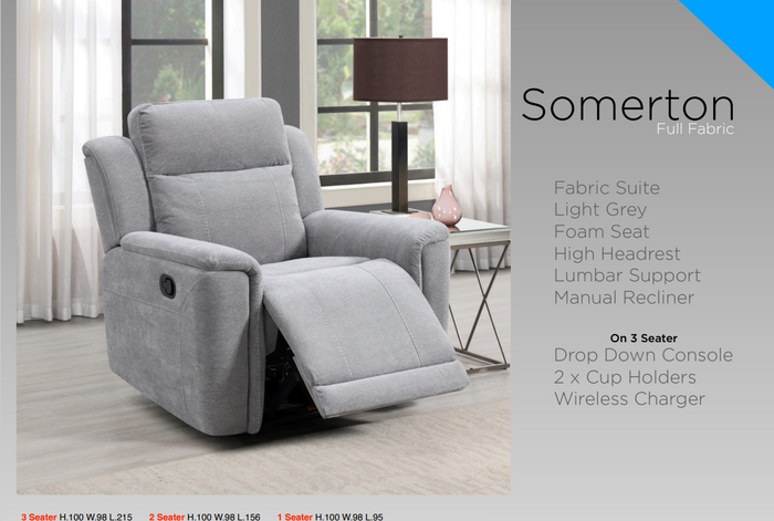 Somerton Reclining Upholstery Collection - Light Grey