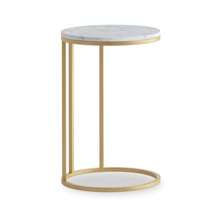 Marmaris Occasional Tables - Gold/White Marble