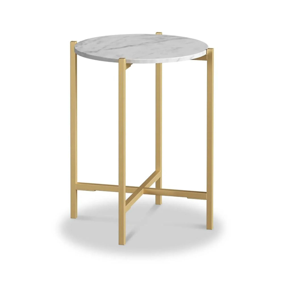 Marmaris Occasional Tables - Gold/White Marble