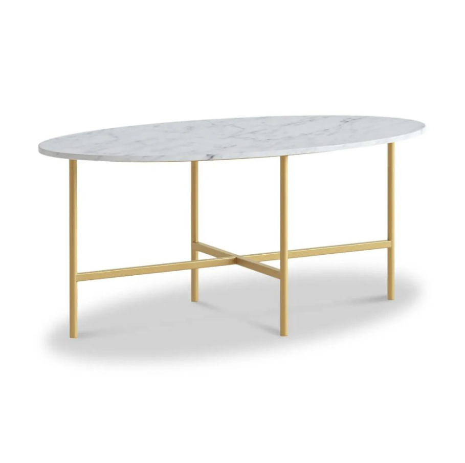 Marmaris Occasional Tables - Gold/White Marble