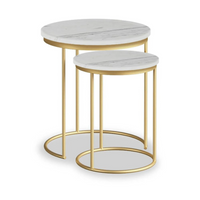 Marmaris Occasional Tables - Gold/White Marble