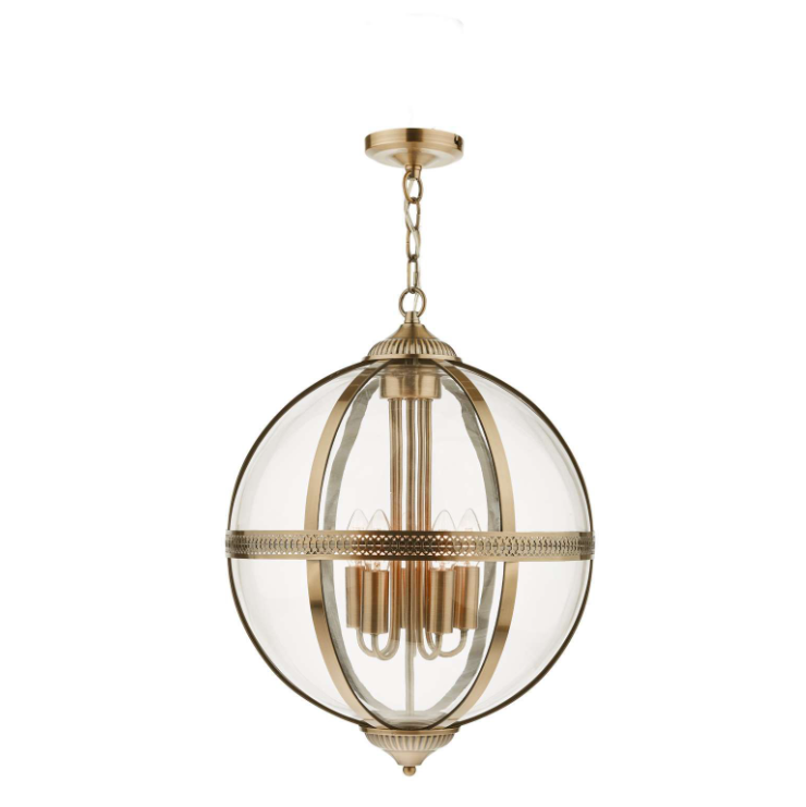 Vanessa Pendant Lighting Collection - Antique Brass/Glass