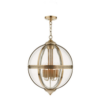 Vanessa Pendant Lighting Collection - Antique Brass/Glass