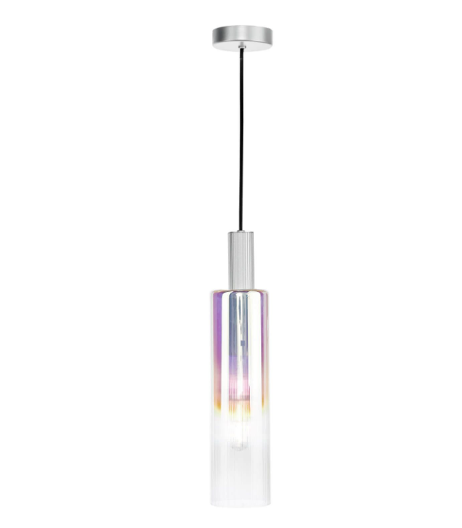 Ruben Lighting Collection - Satin Silver and Iridised Glass
