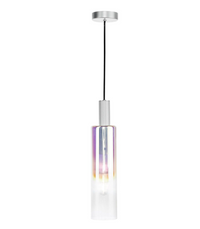 Ruben Lighting Collection - Satin Silver and Iridised Glass