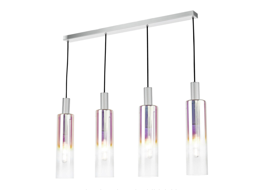 Ruben Lighting Collection - Satin Silver and Iridised Glass