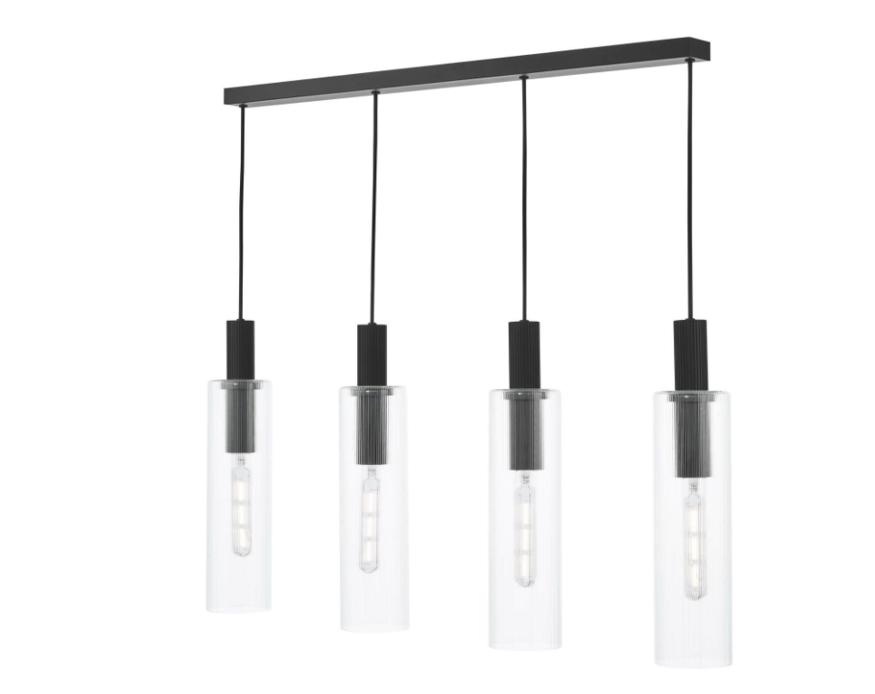 Ruben Lighting Collection - Satin Black and Ribbed Glass