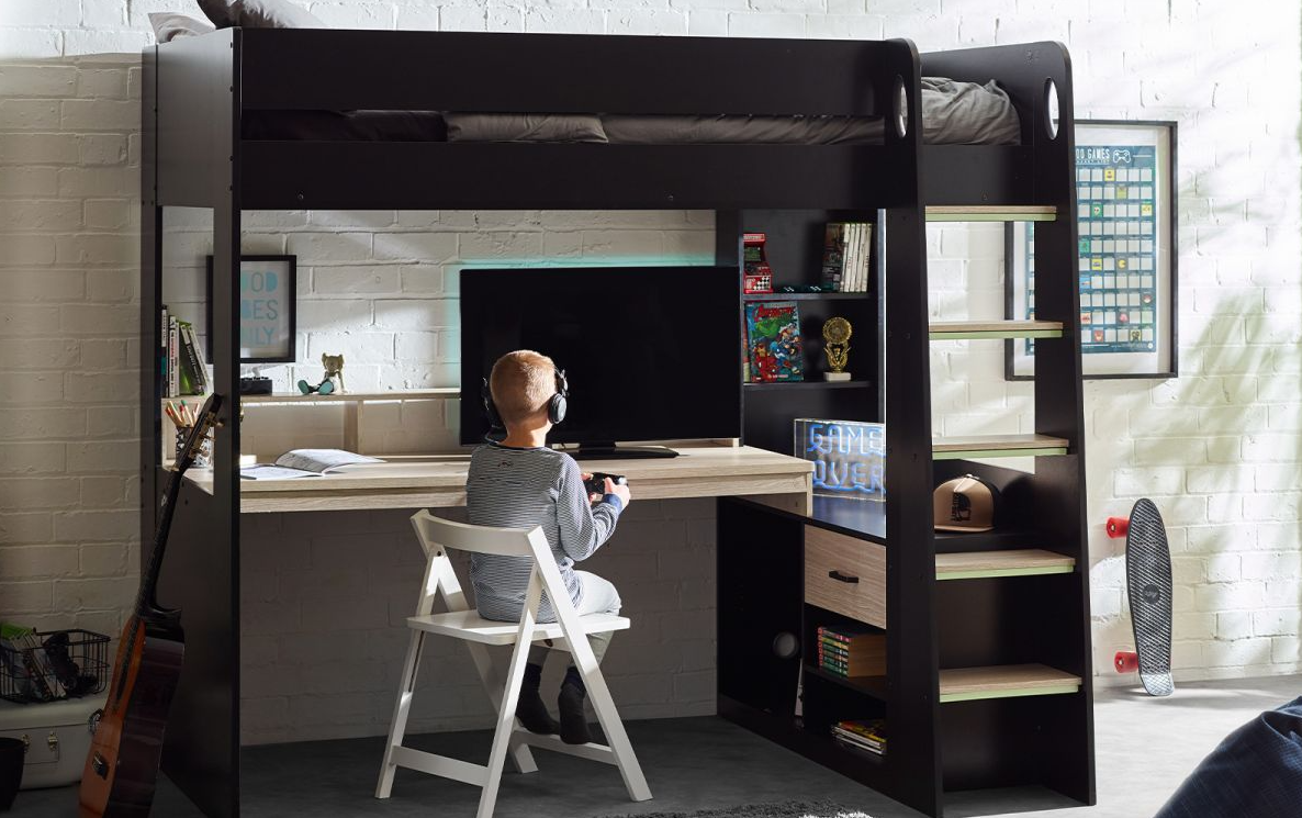 Blaze Gaming Bunk - Black/Pale Wood