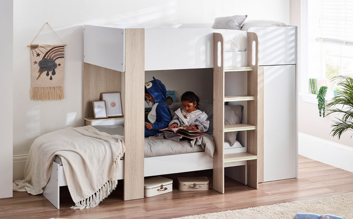 Horizon Bunk Bed - Pale Wood/White